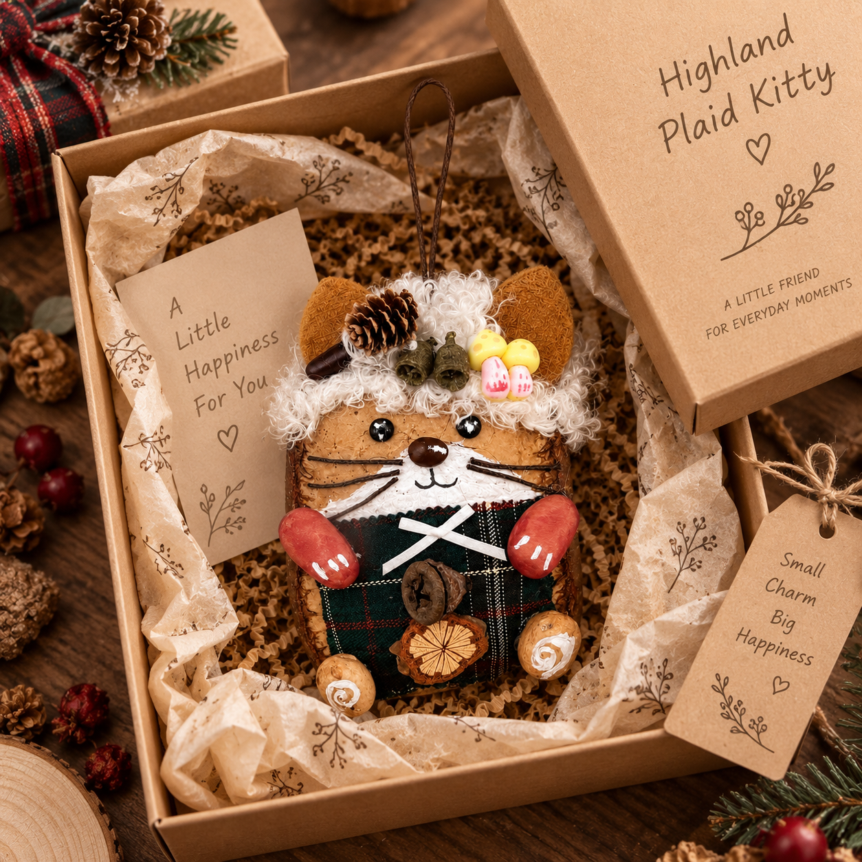 Highland Plaid Kitty Charm