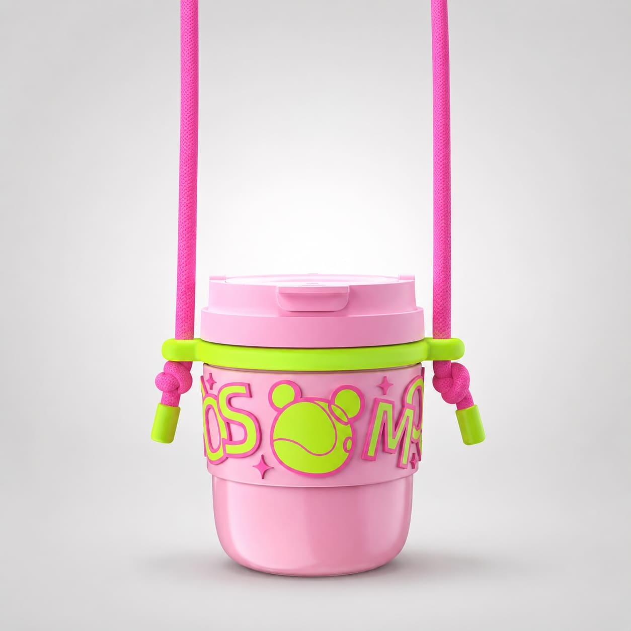 Cosmos Bear Crossbody Mini Travel Tumbler – Dopamine Edition