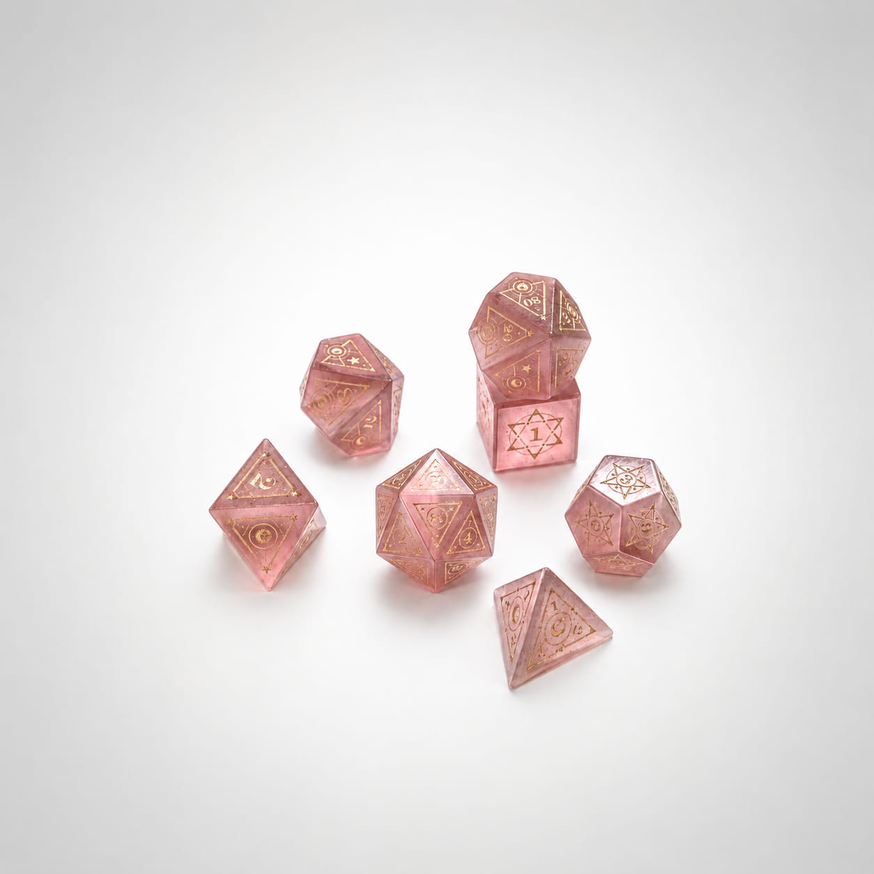 Light Purple Cat's Eye Gemstone Dice Set
