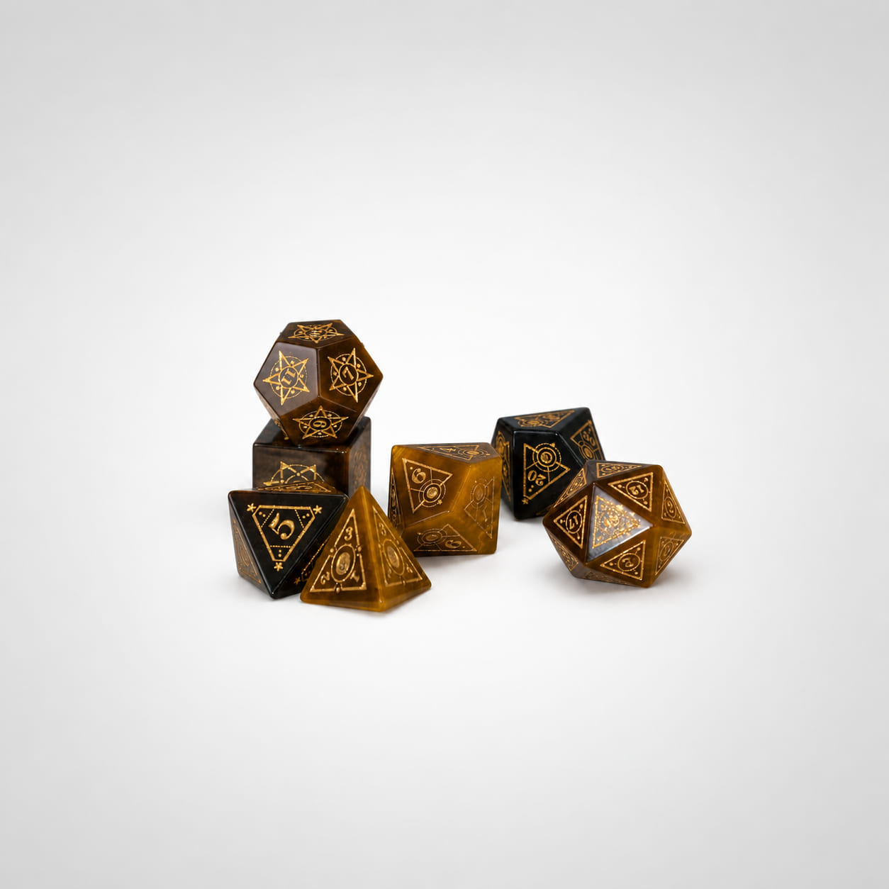 Yellow Tiger Eye Gemstone Dice Set