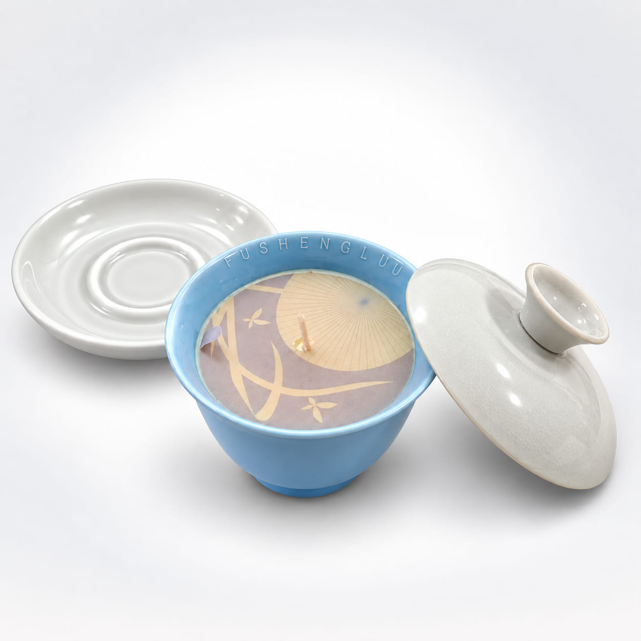 Colorful Ceramic Scented Candle with Lid & Tray