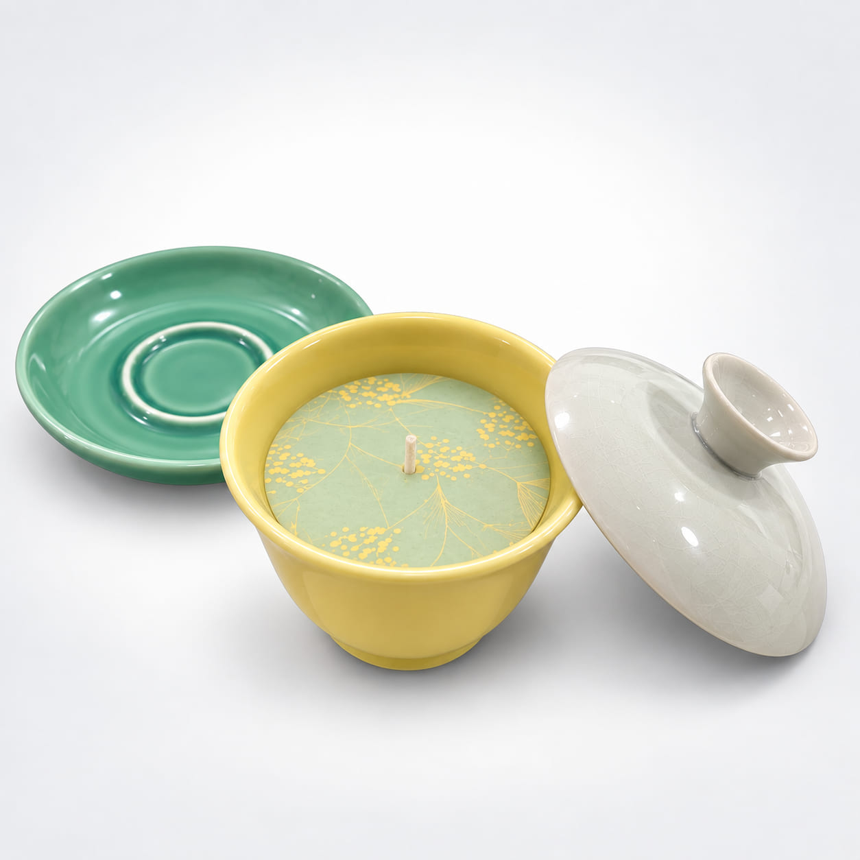 Colorful Ceramic Scented Candle with Lid & Tray