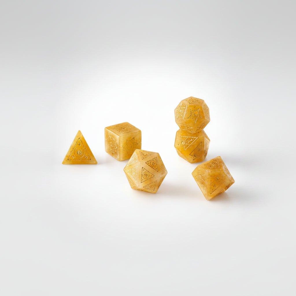 Natural Yellow Topaz Gemstone Dice Set