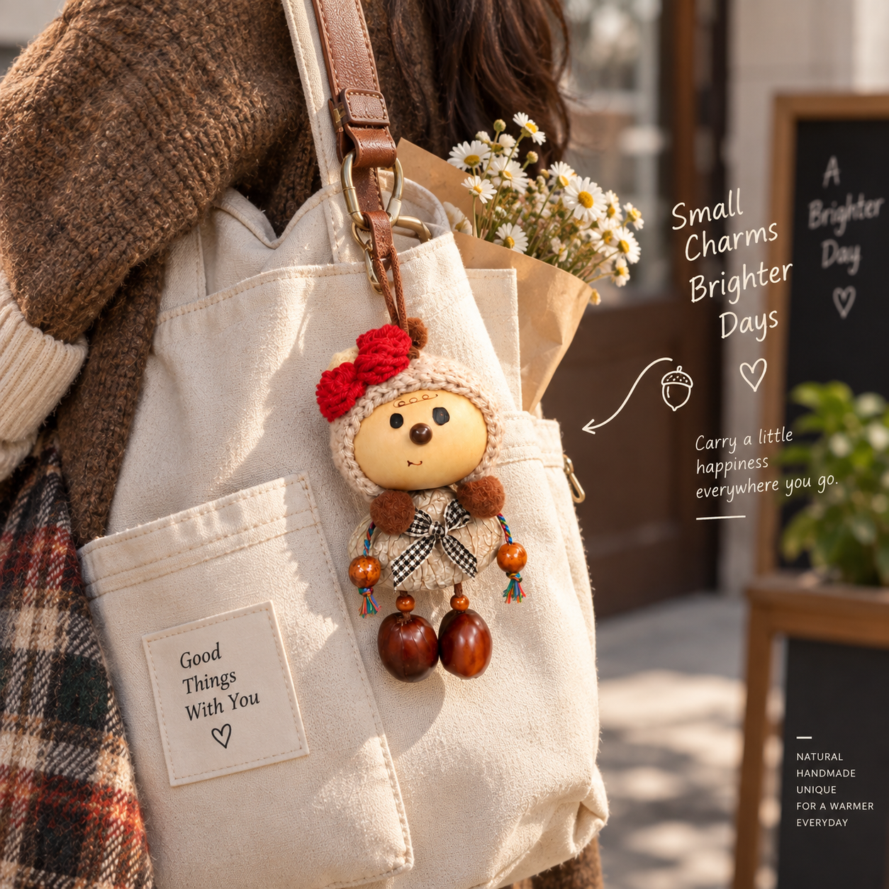 Red Bow Winter Girl Charm