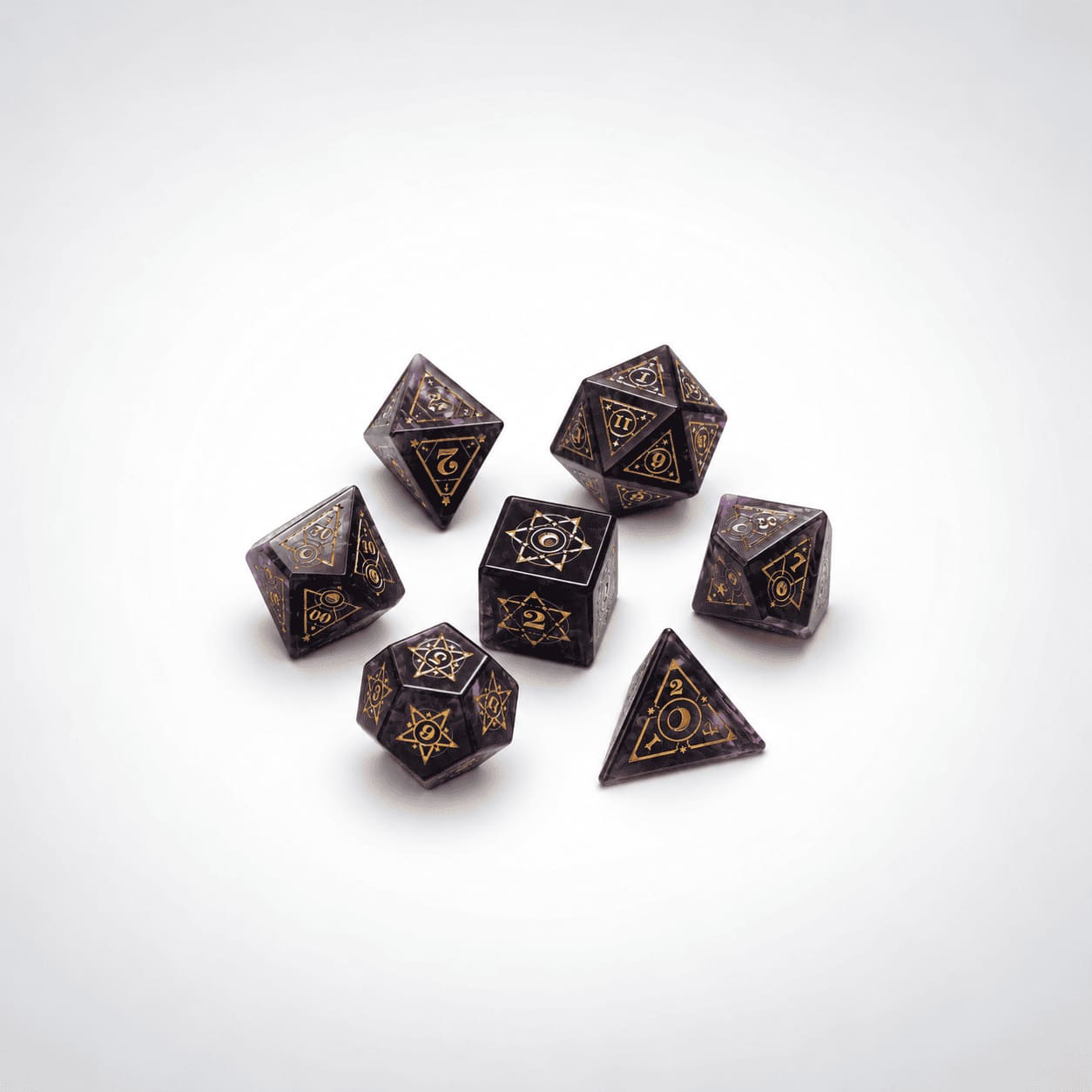 Deep Purple Cat's Eye Dice Set