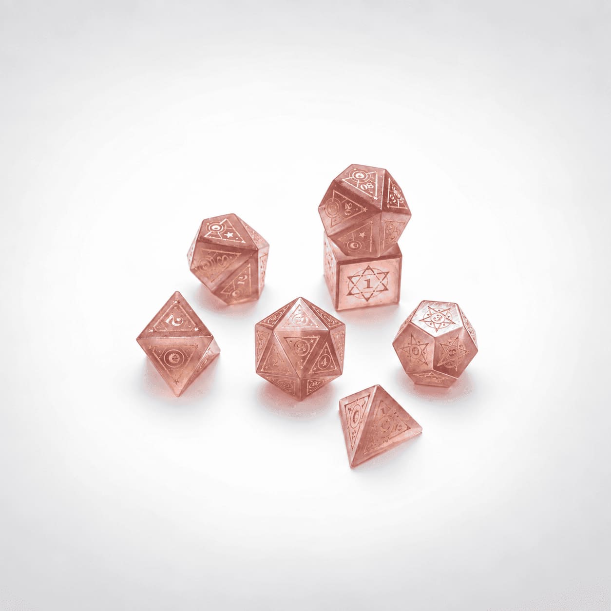 Light Purple Cat's Eye Gemstone Dice Set
